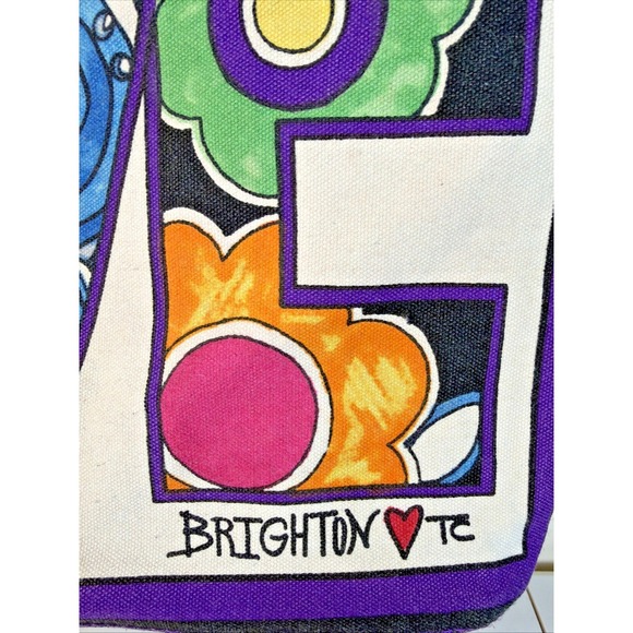 Brighton Love Groove II Canvas Shopping Tote Bag LOVE Multicolor - Picture 2 of 9
